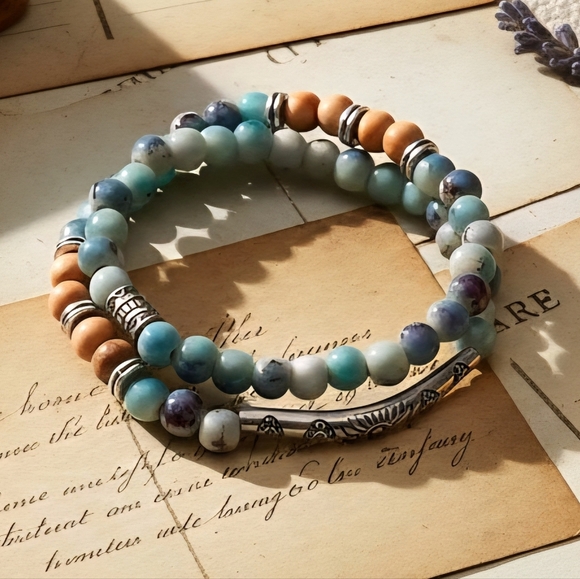 🆕️Boho Chic Double Loop Stretchy Fashion Bracelet - Handcrafted Earth Tones 🌾 - Picture 1 of 11